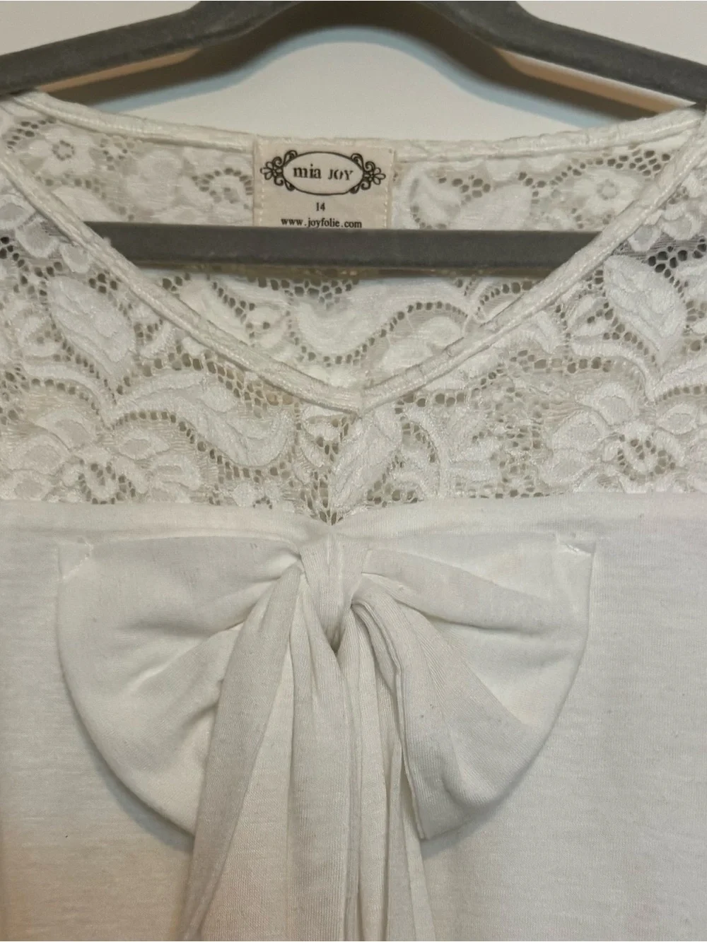 Joyfolie Mia Joy white lace Bowery top, Size 14